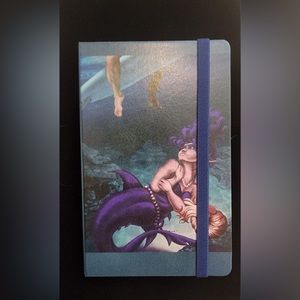 Original painting on a notebook with mermaid and surfer